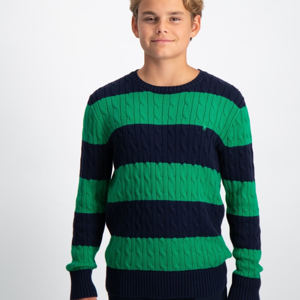 NWOT Polo Ralph Lauren Green and Navy Cable Knit Sweater